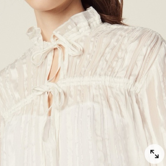 SANDRO NWOT Flowing Blouse in Ecru - Picture 2 of 9
